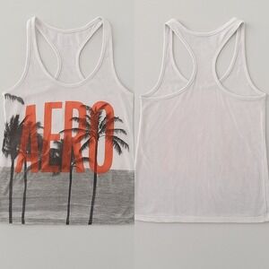 Aeropostale Aero Razorback Top Shirt XS Women Spellout Graphic Print‎ Beachy